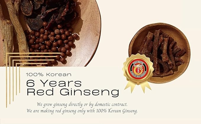 Pocheon 300g(10.6oz) Korean Canned Dried Panax Red Ginseng 6 Years Cut Grade 300-Big (18 Roots), Natural Immune Support