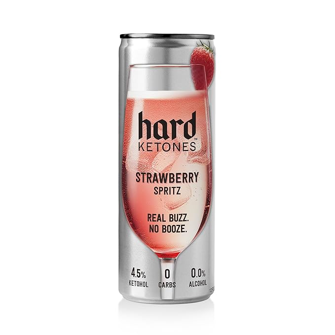 Hard Ketones Strawberry Spritz | Alcohol Alternative with 15g (4.5%) Ketohol | 12 Pack, 12 Oz Cans