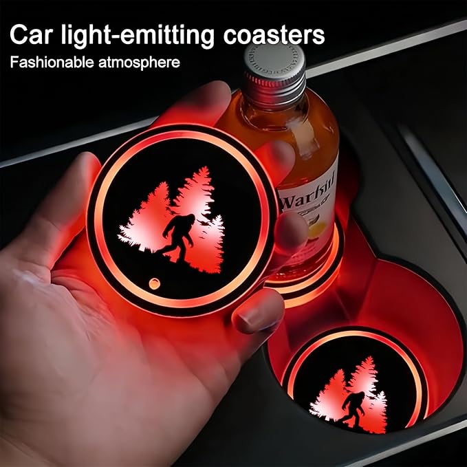 Dragonfly LED Cup Holder Lights for Car,2Pcs LED Light Up Cup Holder Coasters with USB Charging 7 Colors 3 Modes,Waterproof Interior Atmosphere Lamp,Car Decor Accessories Dragonfly Gifts for Women Men
