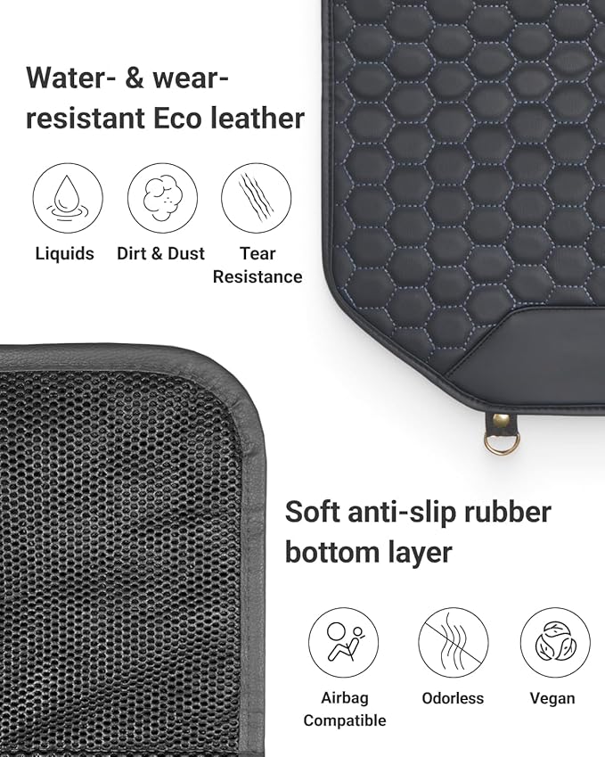Owleys Set Seat Back Organizer & Car Seat Protector Hexy Waterproof & Non-Slip Protector for Child Car Cushion for Leather and Fabric Seats (Black Set 2)