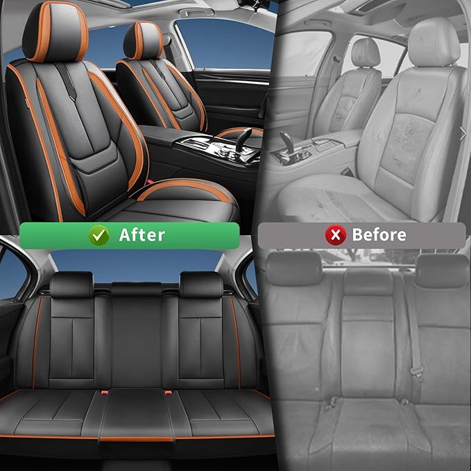 Fit Highlander Car Seat Covers for Toyota Highlander 2007-2026 -Upgraded Premium Waterproof & Breathable Leather,Airbag Compatible,All-Weather Seat Cushion Protector,2 Front/Black-Brown