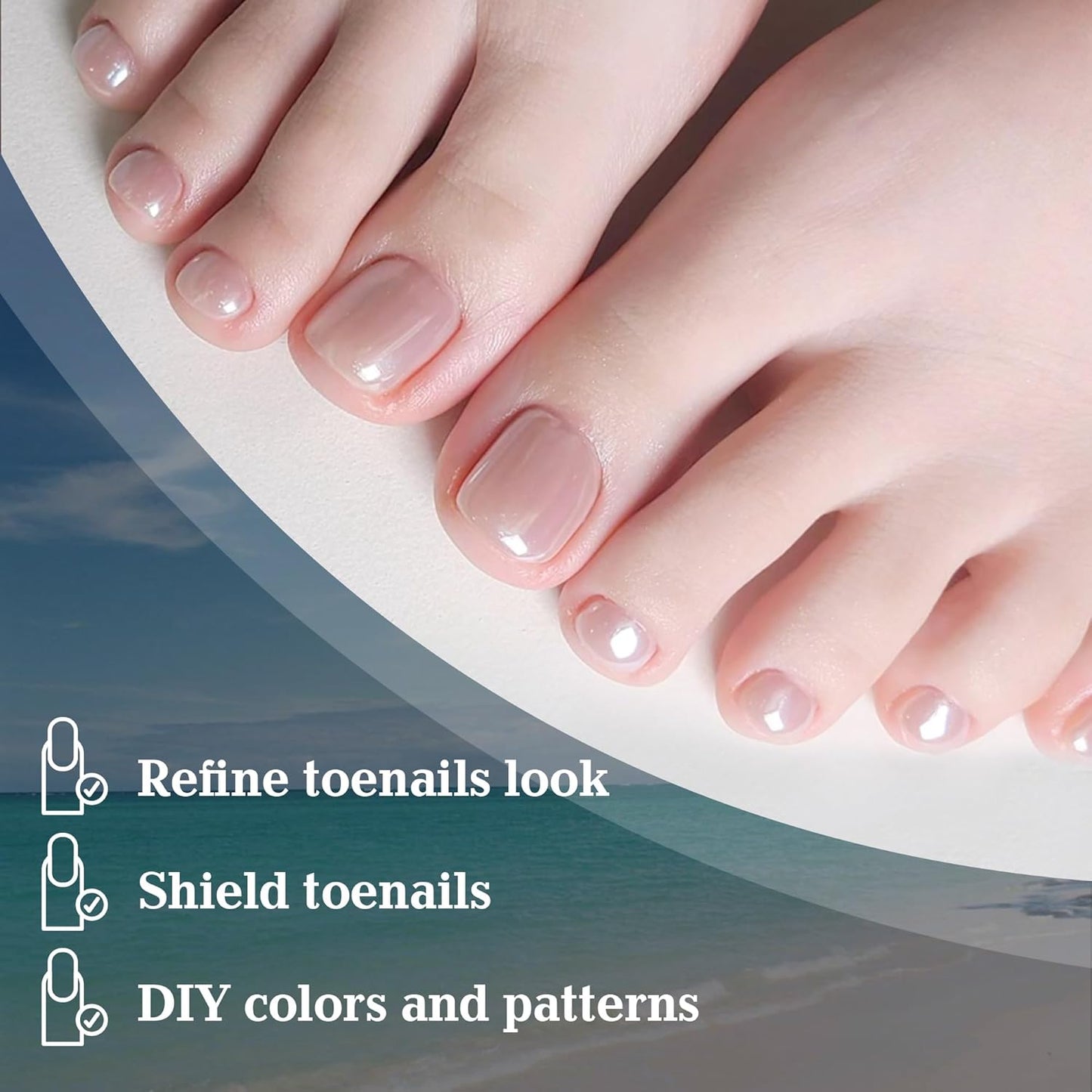 UNA GELLA Square Toe Nail Tips | 504 Pcs Soft Gel Full Cover | DIY Pedicure