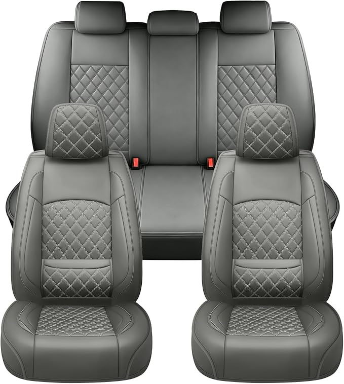 Fit for Venue Seat Covers Compatible with Hyundai Venue 2020-2026 - Waterproof Breathable Leather Automotive Seat Cushions Protector,Airbag Compatible,Full Set 5 Seats(Gray)