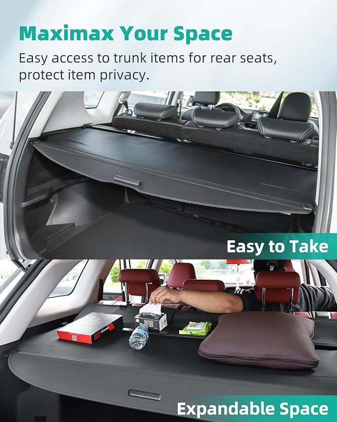 SCITOO Cargo Cover 2019-2024 Fit for BMW X5 3.0L 2019-2024 Fit for BMW X5 4.4L Upgraded Retractable Rear Trunk Cover with Aluminum PVC&Plastic