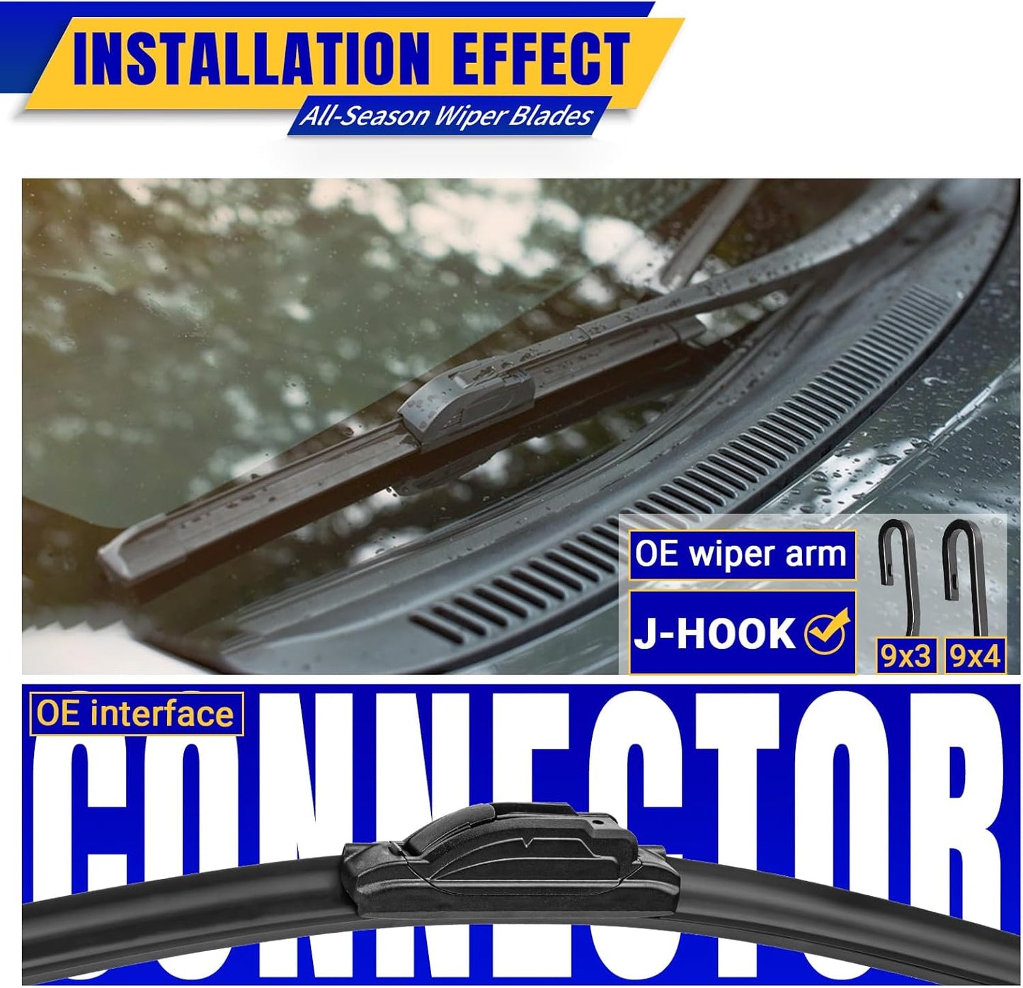 3 wipers Replacement for 2014-2021 Jeep Grand Cherokee, Windshield Wiper Blades Original Equipment Replacement - 22"/21"/11" (Set of 3) U/J HOOK