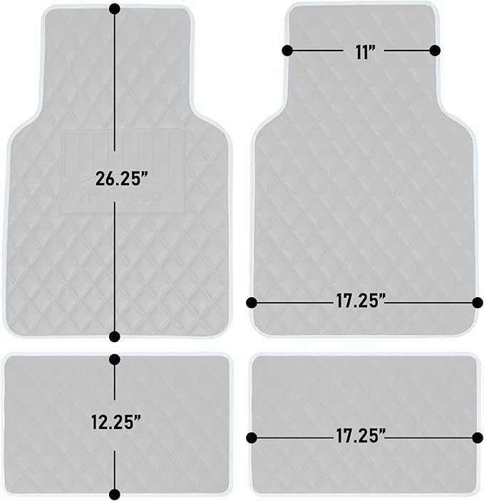 FH Group Universal Fit Diamond Pattern Faux Leather Automotive Floor Mats fits Most Cars, SUVs, and Trucks Blue