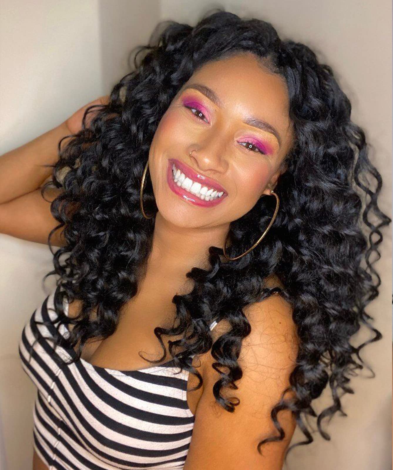 Toyotress Ocean Wave Crochet Hair - 14 Inch 8 Packs Short Bob Jet Black Crochet Braids, Deeptwist Curly Synthetic Braiding Hair