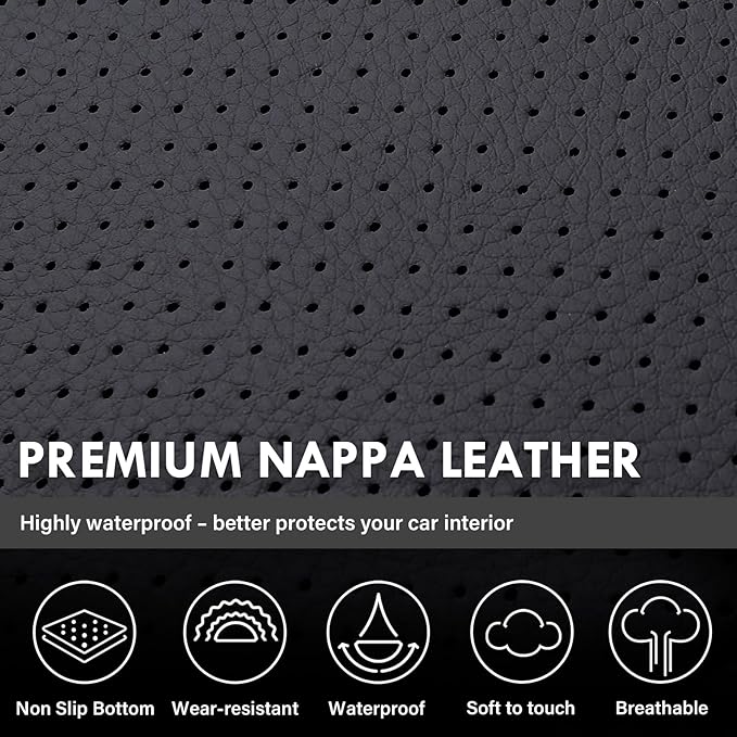 Coverado Chevy Silverado Seat Covers, Faux Leather Seat Covers Fit for Chevy Silverado GMC Sierra 2007-2025 1500, 2015-2025 2500HD 3500HD Crew Double Extended Cab (Front, Black)