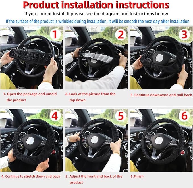 Hiflyer Car Steering Wheel Cover Women & Men, Universal 14.5-15 Inch Steering Wheel Covers, Soft Microfiber Car Wheel Cover Car Stuff Car Accessories Interior (Red)