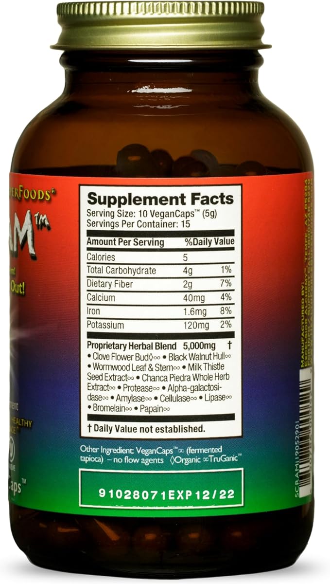 HealthForce SuperFoods Scram - Herbal Supplement with Milk Thistle, Wormwood & Black Walnut - Digestion Support Capsules - 150 Vegan Capsules (Pack of 2)