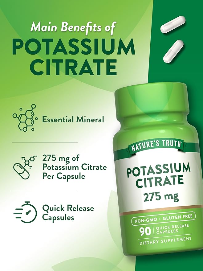 Nature's Truth Potassium Citrate Supplement | 275mg | 90 Capsules | Non-GMO & Gluten Free