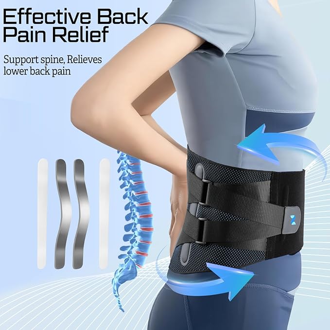 NEENCA Lower Back Brace for Lower Back Pain Relief, Medical Grade Lumbar Support Belt for Women Men, Herniated Disc,Lumbar Strain,Sciatica, Scoliosis (Black, X-Large)