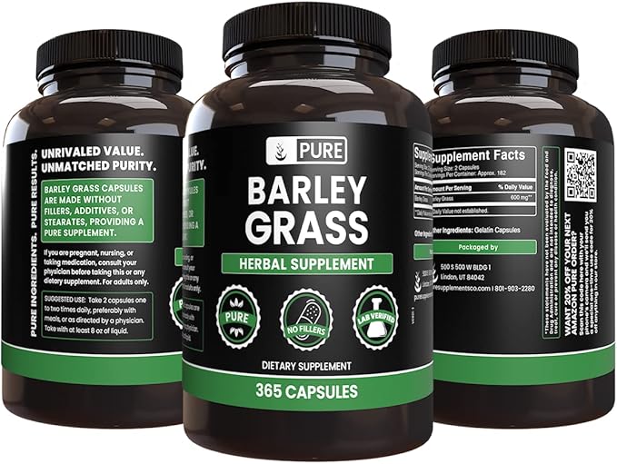 Pure Original Ingredients Barley Grass (365 Capsules) No Magnesium Or Rice Fillers, Always Pure, Lab Verified