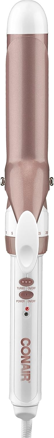 Conair Double Ceramic 1-Inch Curling Iron | Classic Curls | White/Rose Gold