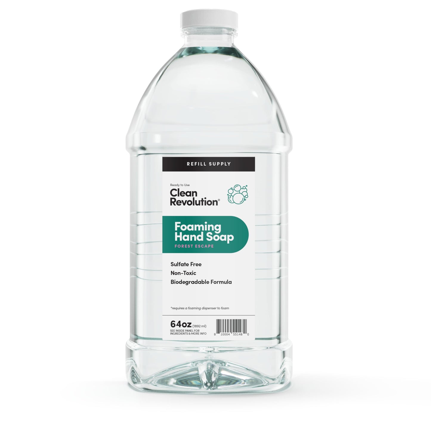 Clean Revolution Foaming Hand Soap Refill Supply Container, Ready To Use Formula, Forest Escape Fragrance, 64 Fl Oz (Pack Of 1)