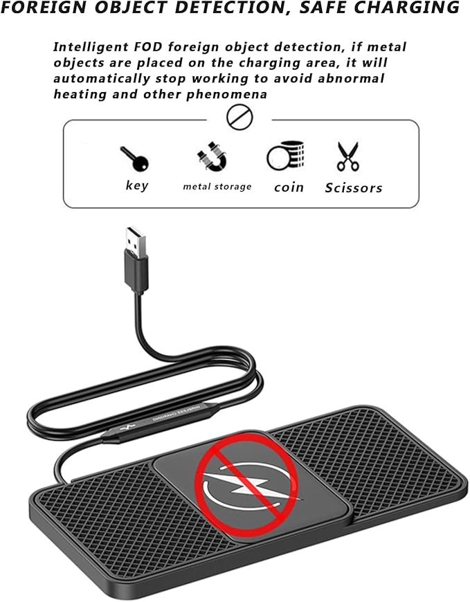 Wireless Car Charger for Ford Ecosport F250 F350 F450, 15w Fast Phone Chargers Charging Pad Non-Slip Essential Electronic Devices for Long-Distance Travel,A 30cm Cable Type-C Plug-Normal