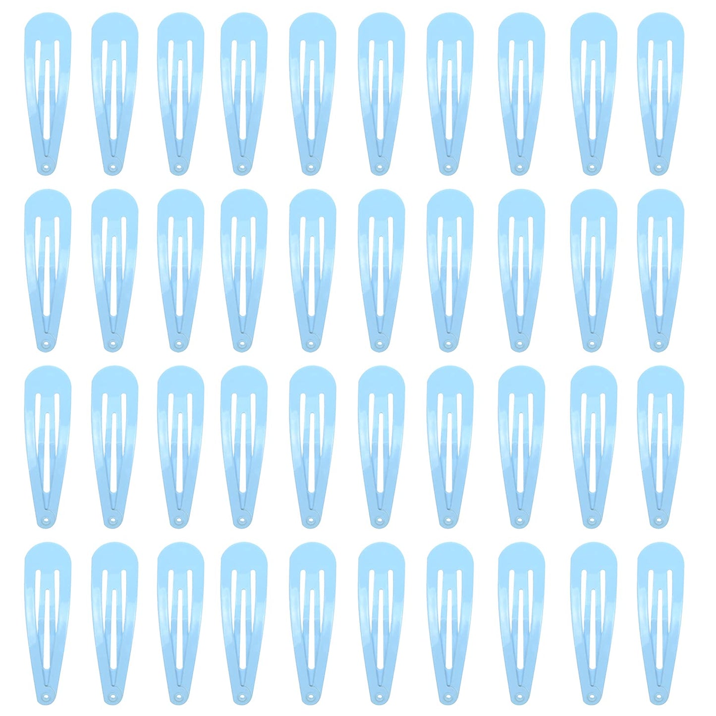 40 Counts Blue Color Metal Snap Hair Clips 2 Inch Barrettes For Women Accessories
