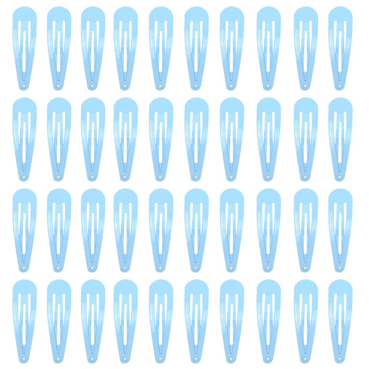 40 Counts Blue Color Metal Snap Hair Clips 2 Inch Barrettes For Women Accessories