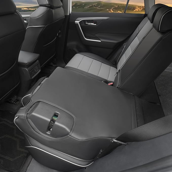 Lolcar Rav4 Seat Covers Custom Fit for Toyota Rav4 (for Hybrid) 2019-2025 LE,XLE,XLE Premium,Limited,Woodland Edition, Leather Truck Seat Cover Full Set for SUV,Faux Leather(Black/Gray)