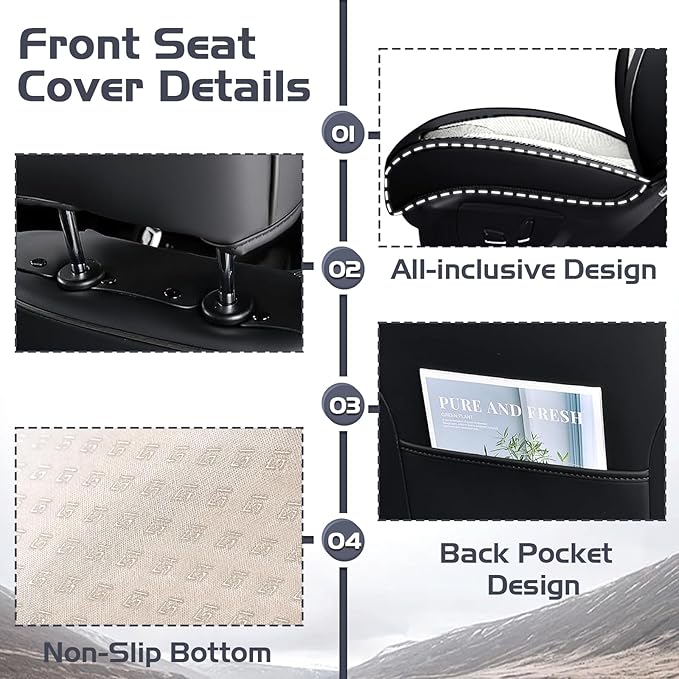 Truck Seat Covers for Ford Ranger 2019-2026, Waterproof Premium Leather Full Coverage Car Seat Cover, Muscle Sport Style Auto Interior Seat Cover Sets (Full Set/Black White)