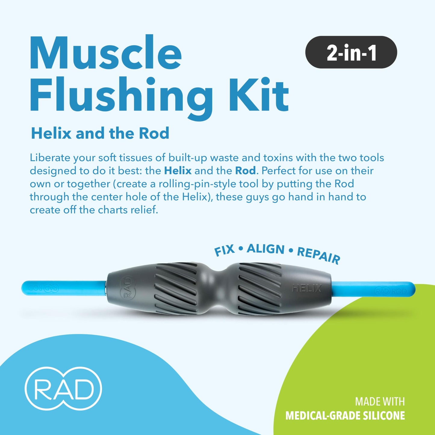 RAD Rod Mini – Compact Deep Tissue Massage Roller Stick – Travel-Ready Myofascial Release Tool for Legs, Back, Neck, Arms & Shoulders – Muscle Roller for Mobility & Recovery