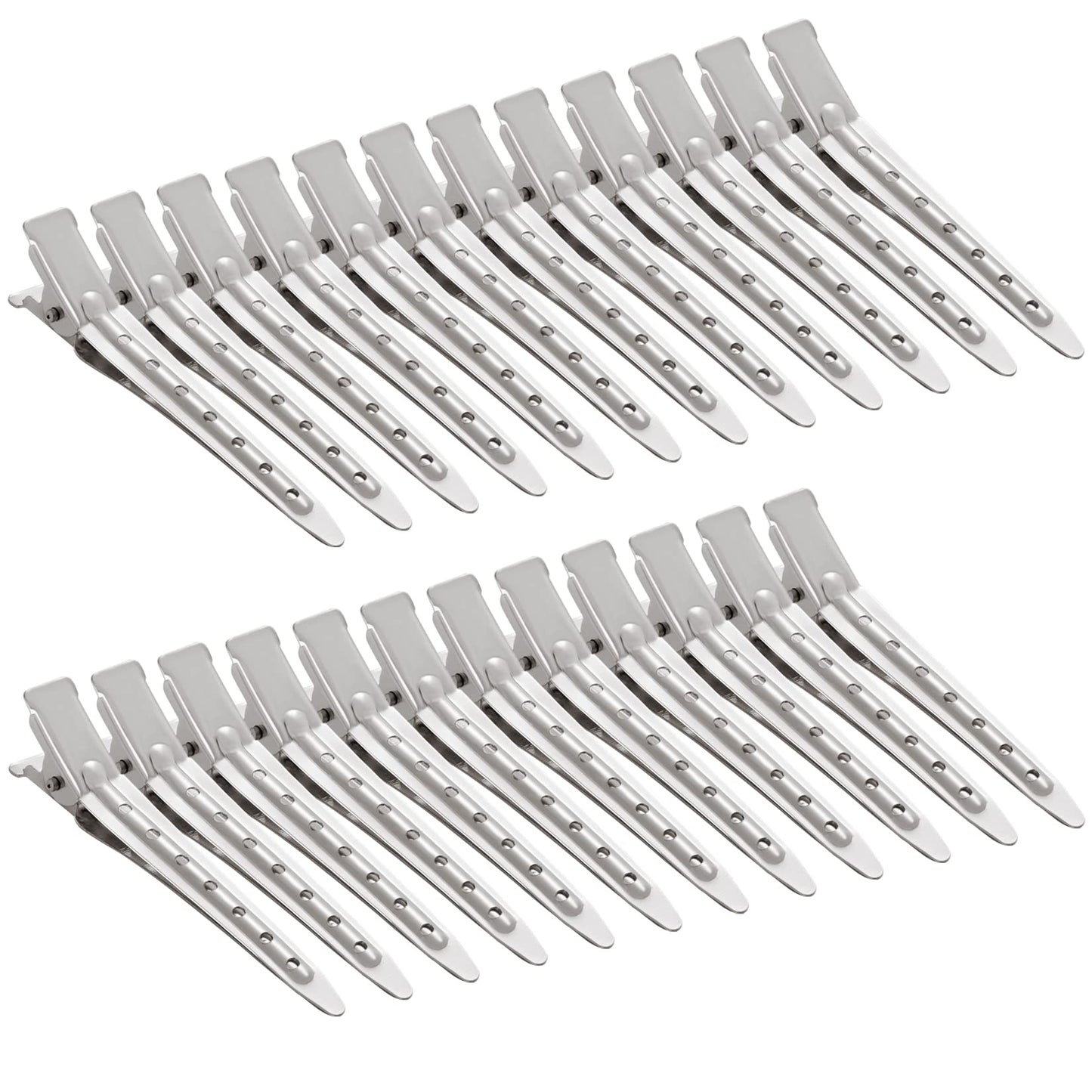 24 Packs Duck Bill Clips, Bantoye 2.75 Inches Rustproof Metal Alligator Curl Clips With Holes For Hair Styling, Hair Coloring, S