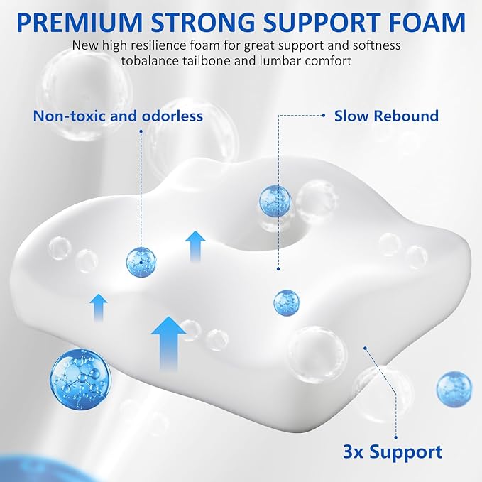 Lumbar Support Pillow for Office Chair,Seat Cushion with Back Support,Office Chair Cushion for Tailbone Pain,Sciatica and Hemorrhoid Relief (Grey)