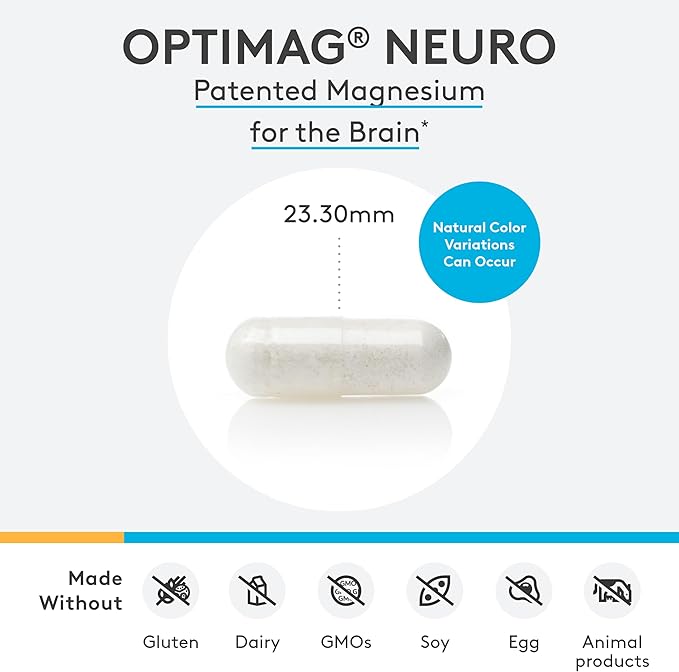 XYMOGEN OptiMag Neuro - Magnesium L Threonate Supplement with Chelated Magnesium Lysinate Glycinate - Support Brain Health & Relaxation (90 Capsules)