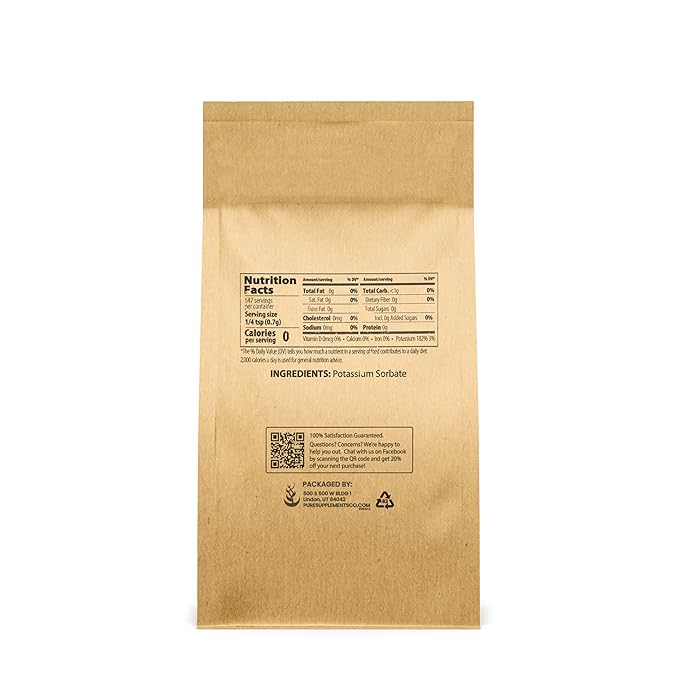 Pure Original Ingredients Potassium Sorbate (1 lb) Homebrewing & Winemaking, Food Grade Additive & Preservative