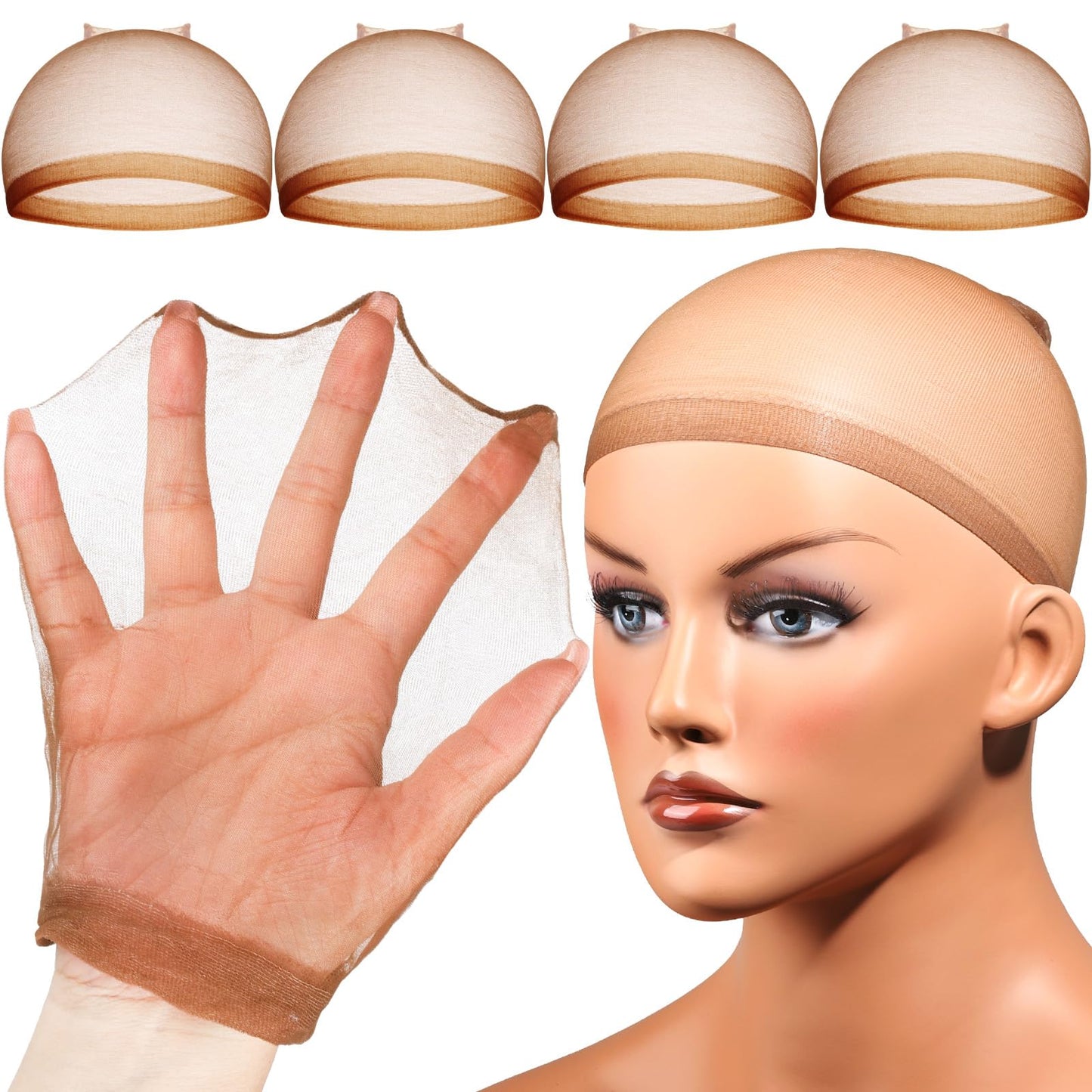 Fandamei Hd Wig Cap, Ultra Thin Wig Caps Dark Brown, 4Pcs Super Thin Wig Caps, Nylon Wig Cap For Women Stretchy, Natural Transpa