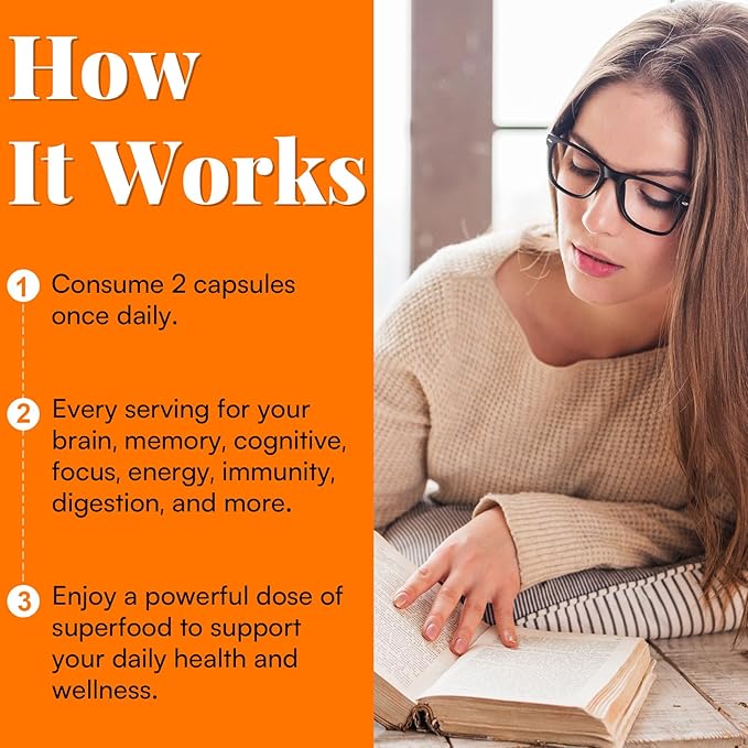 1400mg Lions Mane Supplement Capsules - 50x Strength Potency Brain Supplements for Memory and Focus | Natural Nootropics Brain Supplement for Cognitive, Clarity, Concentration & Energy - 60 Caps