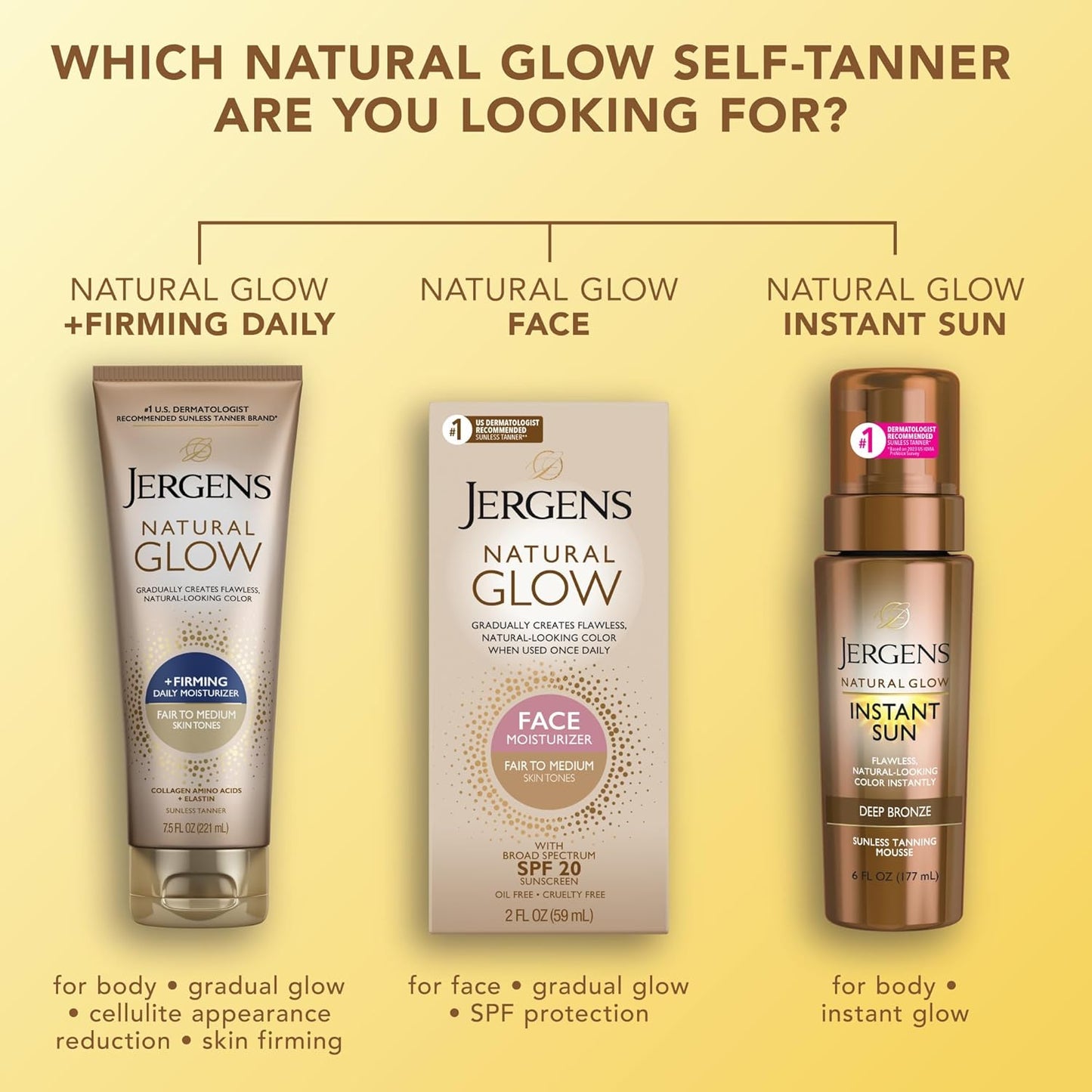 Jergens Natural Glow Firming Self Tanner Lotion | Fair to Medium Skin | 7.5 Fl Oz