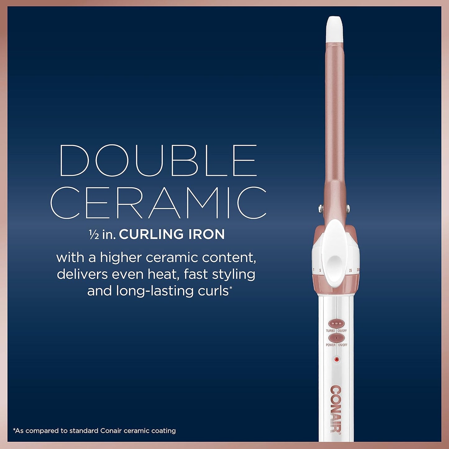 Conair Double Ceramic 1-Inch Curling Iron | Classic Curls | White/Rose Gold