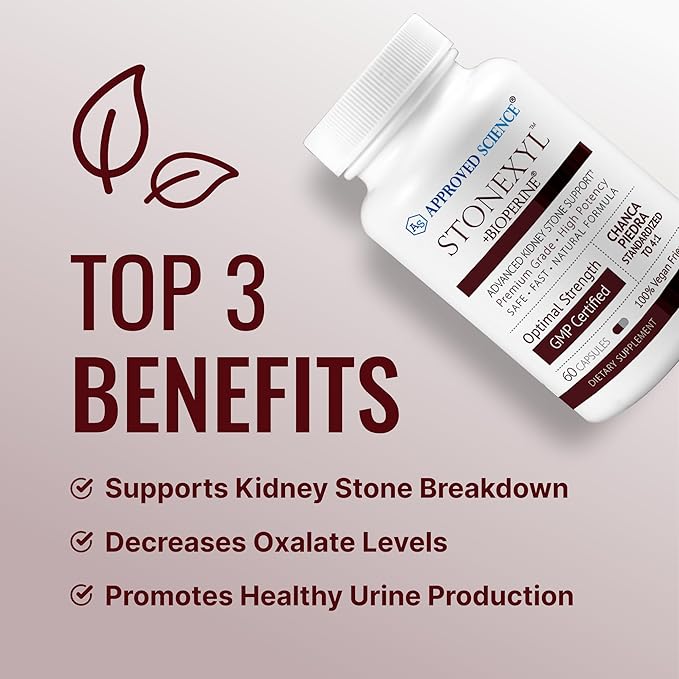 Approved Science Stonexyl - Herbal Support for Kidney Stones - 360 Capsules - Chanca Piedra - High Absorption - 6 Month Supply - Vegan