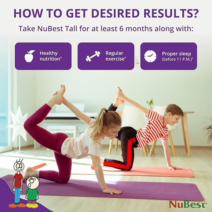 NuBest Tall - Support Bone Strength, Immunity and Stronger Bone with Calcium, Collagen and Herbs for Ages 5+ and Teens Who Don’t Drink Milk Daily - 60 Capsules | 1 Month Supply