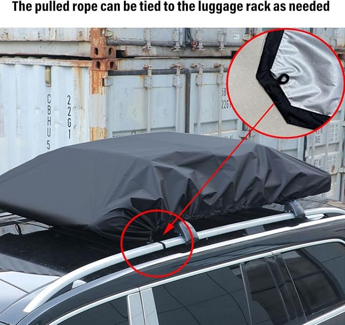 Pssopp 210D Oxford Cloth Water Proof Box Lid Cover,Tent Trailer Cover Travel Trailer Roof Cover car Roof Top Tent Trailer Cover for SUV Rooftop Travel Luggage Rack (190 * 145cm)