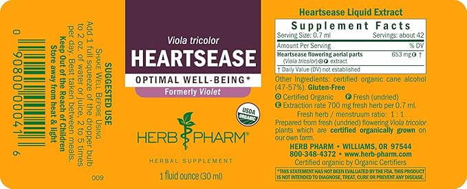 Herb Pharm Certified Organic Violet Liquid Extract, 1 Fl oz (Pack of 2)