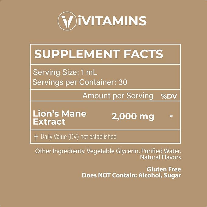 Lions Mane Liquid - Lion’s Mane Tincture for Memory, Focus & Clarity - Lions Mane Supplement - Lions Mane - Lion Mane Mushroom Supplement - Nootropics Brain Support Supplement - (2 Pack)