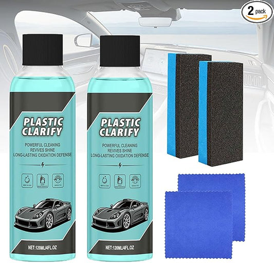 2PCS Plastic Clarify For Cars, Waterless Spray Wax, Plastic Clarify, All-In-One Detailer For Car Interiors & Exteriors, Plastic Rubber Leather Restorer For Cars