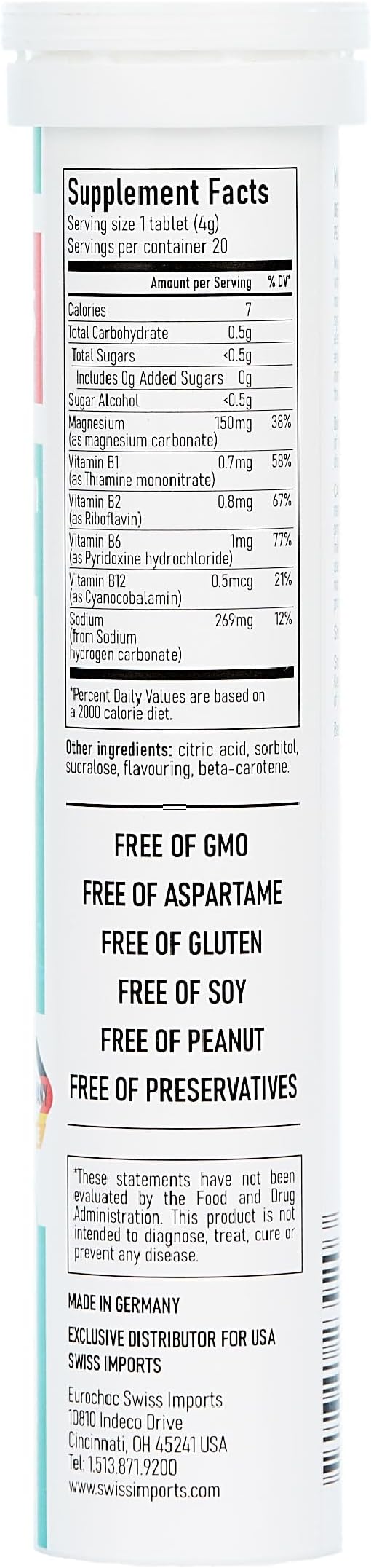 Effervescent Magnesium + B Complex Dietary Supplement, 6-Pack, 120 Tablets