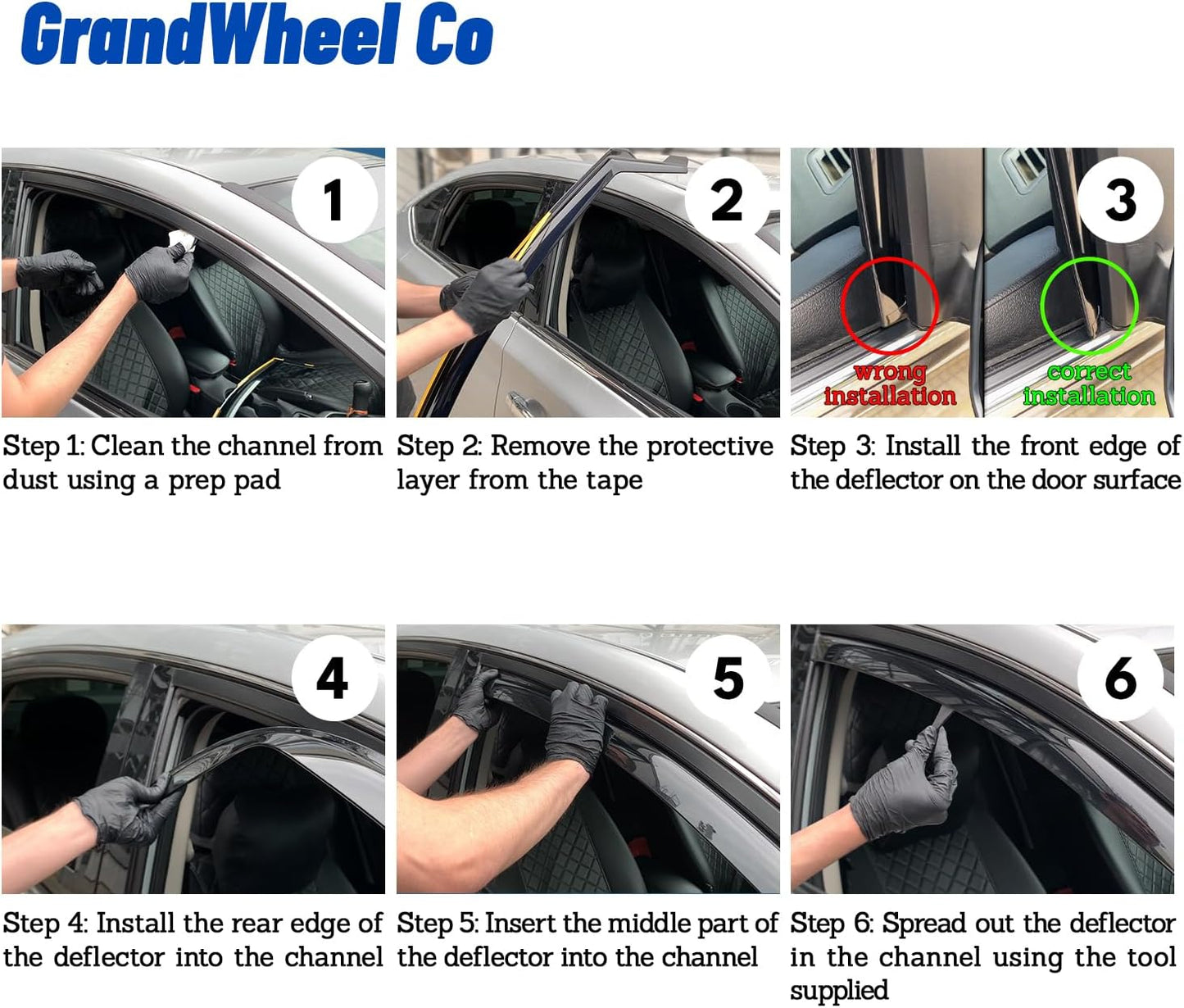 Window Deflectors Smoke Tinted in-Channel Side Window Vent Visor Deflectors Rain Guards Compatible with Ford F150 2015-2020 SuperCrew (fit for F250-F550 17-25) - 4pcs. GW0815