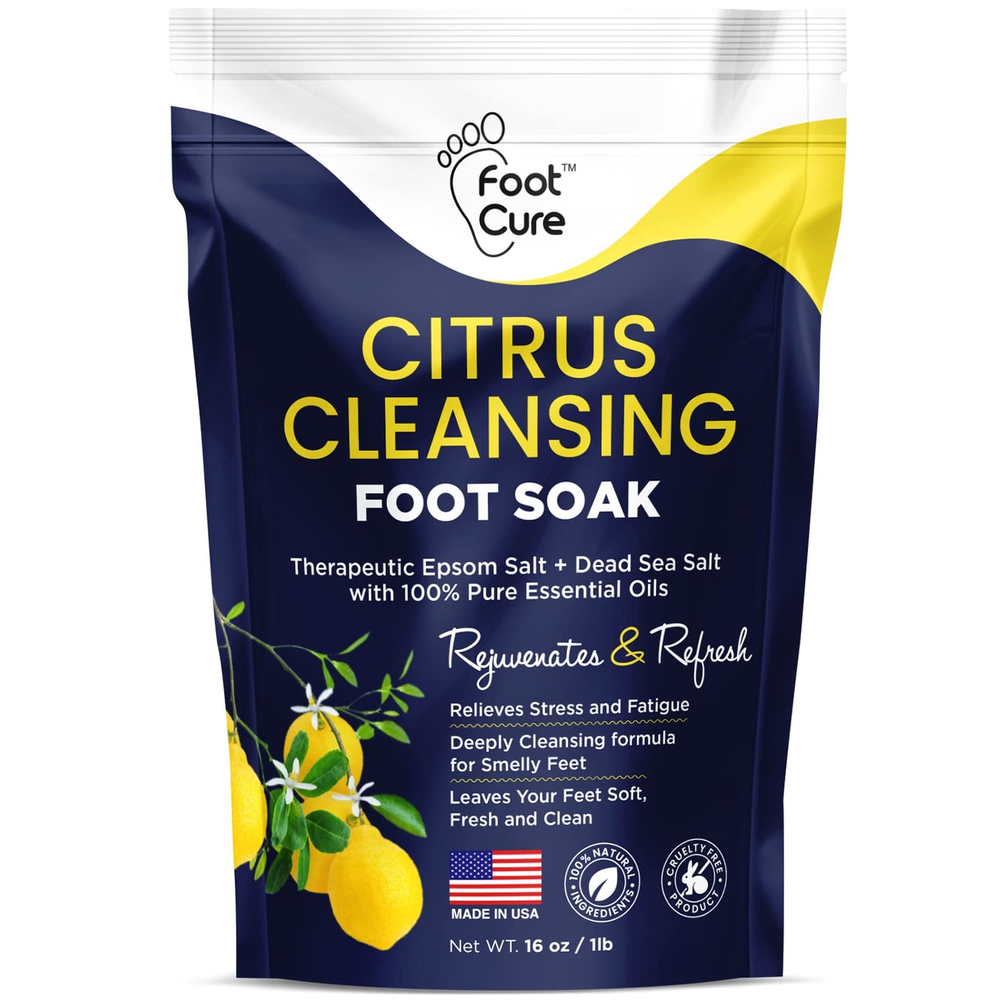 Citrus Detox Foot Soak With Epsom Salts - For Foot Callus, Immune Boost, Damaged Toenail, Pedicure Spa, Soothes Sore Tired And S