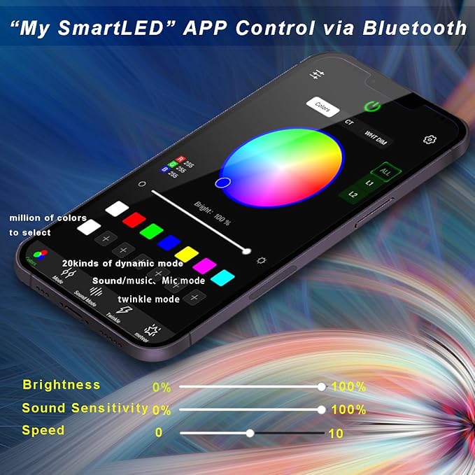 AZIMOM Mini 6W 300pcs Twinkle Fiber Optic Starlight Headliner Kit for Car Home 0.03in 9.8ft End Glow Fiber Strands Sound-Activated APP& Remote Control Starlight Engine