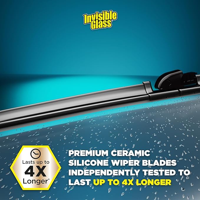 Invisible Glass CSB18 Ceramic Silicone 18" Premium All-Season Windshield Wiper Blade – Automotive Replacement Beam Blade with HydroGuard Water Repellent Coating for Quiet, Streak-Free Performance