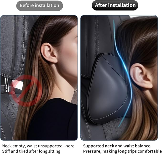 2 PCS Memory Foam Car Headrest Neck Pillow Lumbar Support Cushion for Ford F150 F250 F350 Explorer Transit Bronco Sport Accessories, Relieve Fatigue for Long Trips Driving Home Office