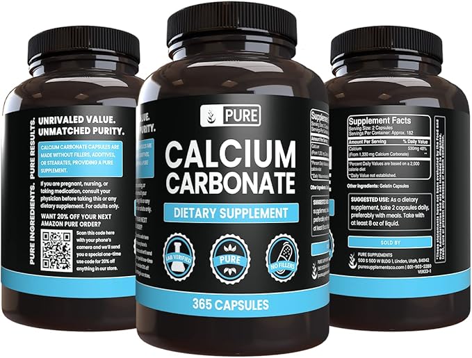 Pure Original Ingredients Calcium Carbonate No Magnesium Or Rice Fillers, Always Pure, Lab Verified