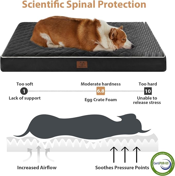 WNPETHOME Orthopedic Dog Bed for Crate, Waterproof Extra Large Dogs Bed with Removable Washable Cover, Multi-Needle Quilting Dogs Crate Beds