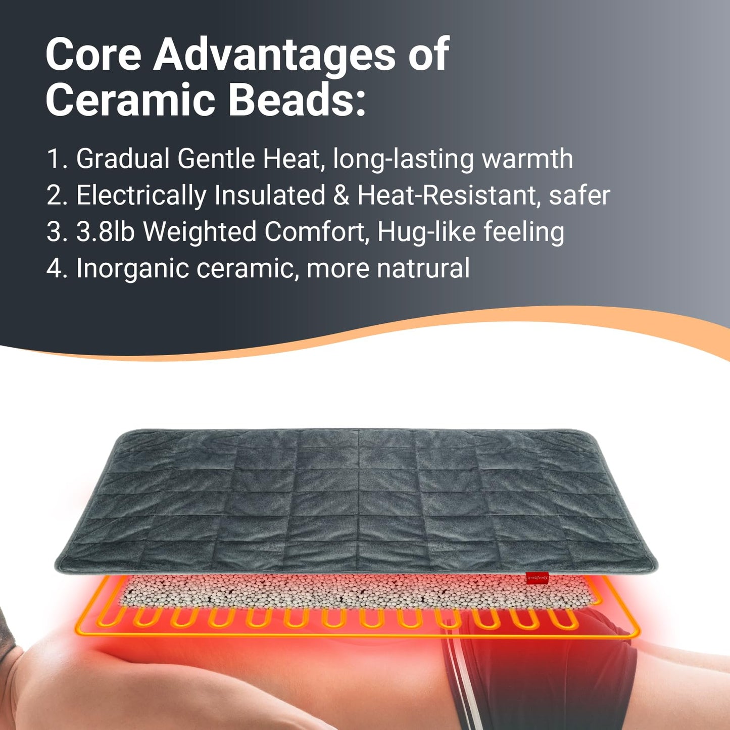 Comfytemp Weighted Heating Pad 17"×33" for Back & Cramps, Extra Large Electric Heat Pad, Birthday Days Gifts for Mom Women Men Dad, Full Body Heated Pad, Deeper Muscle & Pain Relief