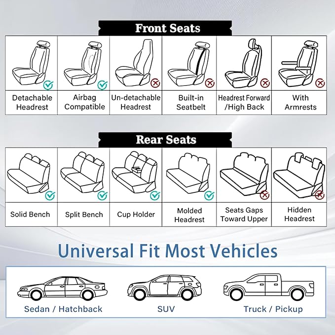 WELLDO Car Seat Covers Full Set, Leather Seat Covers for Car, Waterproof Car Seat Protector with Lumbar Support, Automotive Seat Covers Universal Fit for Most Cars SUV Truck, 2seats,Brown