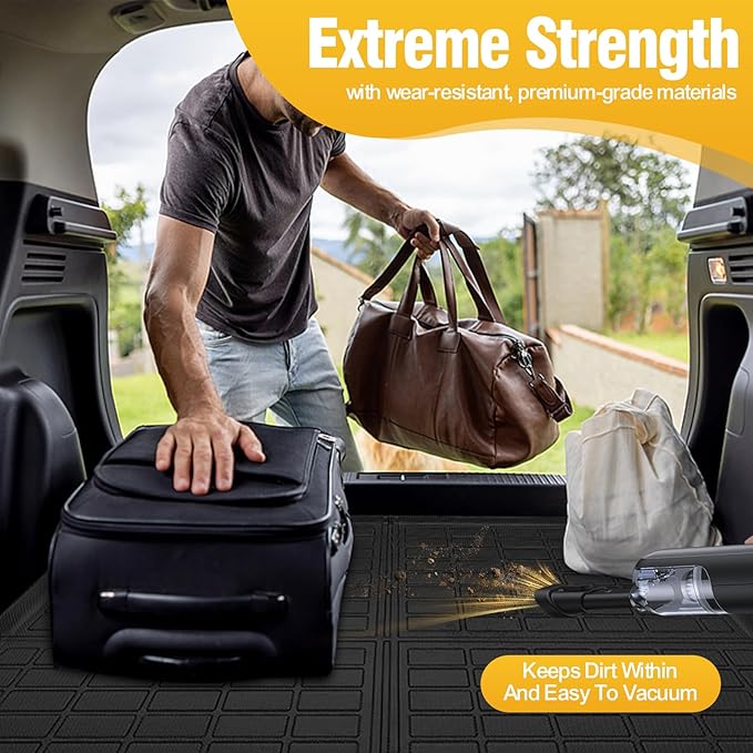 Trunk Liner Cargo Liners for 2018-2024 Ford Expedition Navigator 7/8 Seat Rear Trunk Floor Mats with Backrest Mat 3D Boot Tray All-Weather TPE Black